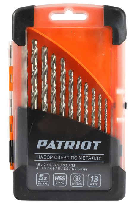 Набор сверл по металлу PATRIOT 13 штук