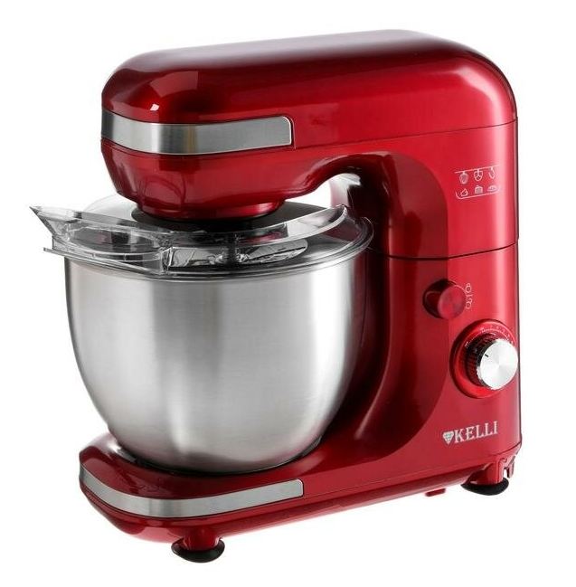 Миксер Kelli KL-5120 /планетарный,красный, мощность-1200 Вт, 7 реж., съемн. насадки/