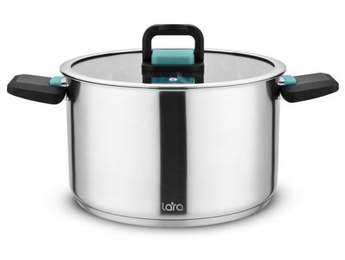 Кастрюля LARA LR02-243 серия ИЗУМРУД (нерж) 20см, 3.8л, 5-слойное капсул. индукц. дно, складные ручк