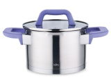 Кастрюля LARA LR02-254 серия ЛАВАНДА (нерж) 5л, 22см, индукц. дно,soft touch, стекл. кр, слив.3/6