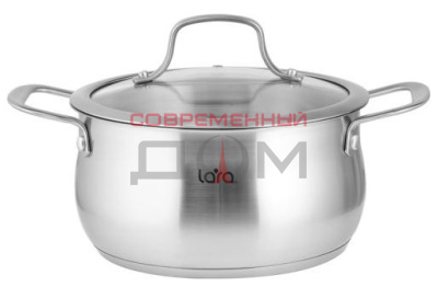 Кастрюля LARA LR02-351 серия ПРОВАНС (нерж) 18x10см 2.4л, индукционное дно, крышка