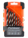 НАБОР Сверл по дереву PATRIOT /спиральные, W-образная заточка, 8 шт: 3, 4, 5, 6, 7, 8, 9, 10мм,бокс