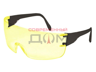 Очки защитные USPEX открытый тип, желтый корпус и черные дужки (12226-4)