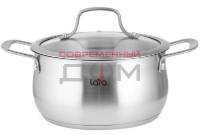 Кастрюля LARA LR02-352 серия ПРОВАНС (нерж) 20x10,5см 3.2л, индукционное дно, крышка