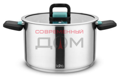 Кастрюля LARA LR02-242 серия ИЗУМРУД (нерж) 18см, 2.8л, 5-слойное капсул. индукц. дно, складные ручки